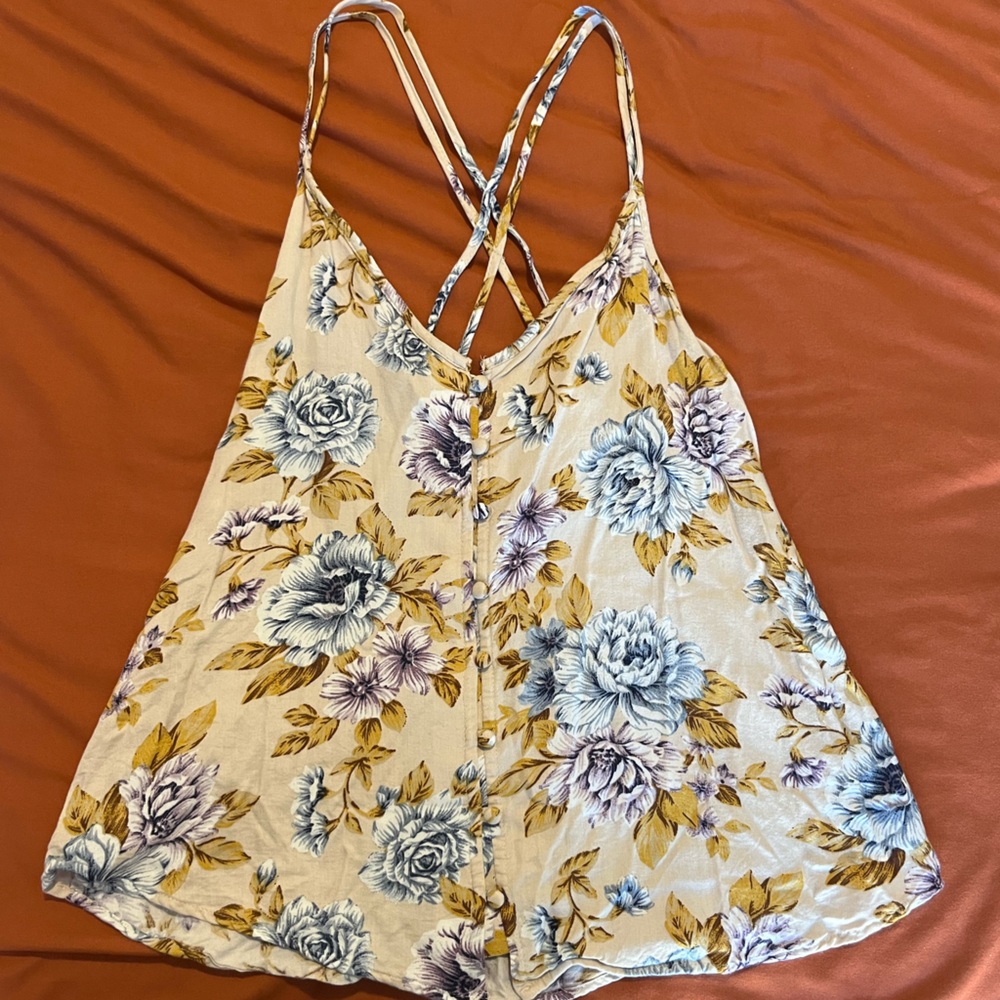 Yellow Floral Tank: American Eagle - Size S/M
